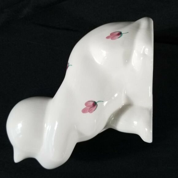 ELPA Alcobaca Porcelain White Cat Painted Flowers Blue Eye Portugal Paw on Eye - Picture 10 of 11